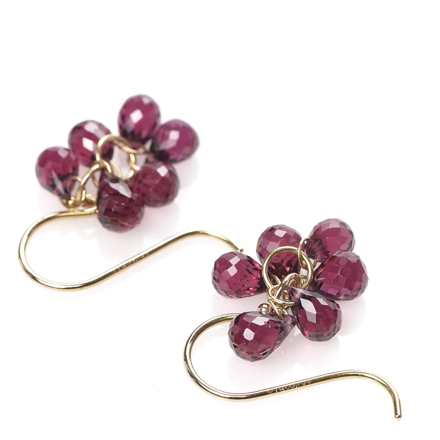 Tiffany 18K Yellow Gold Rhodolite Garnet Briolette Earrings 3 of 4