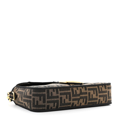 Fendi Fabric Jacquard FF 1974 Medium Baguette Tobacco Moro Black 4 of 10