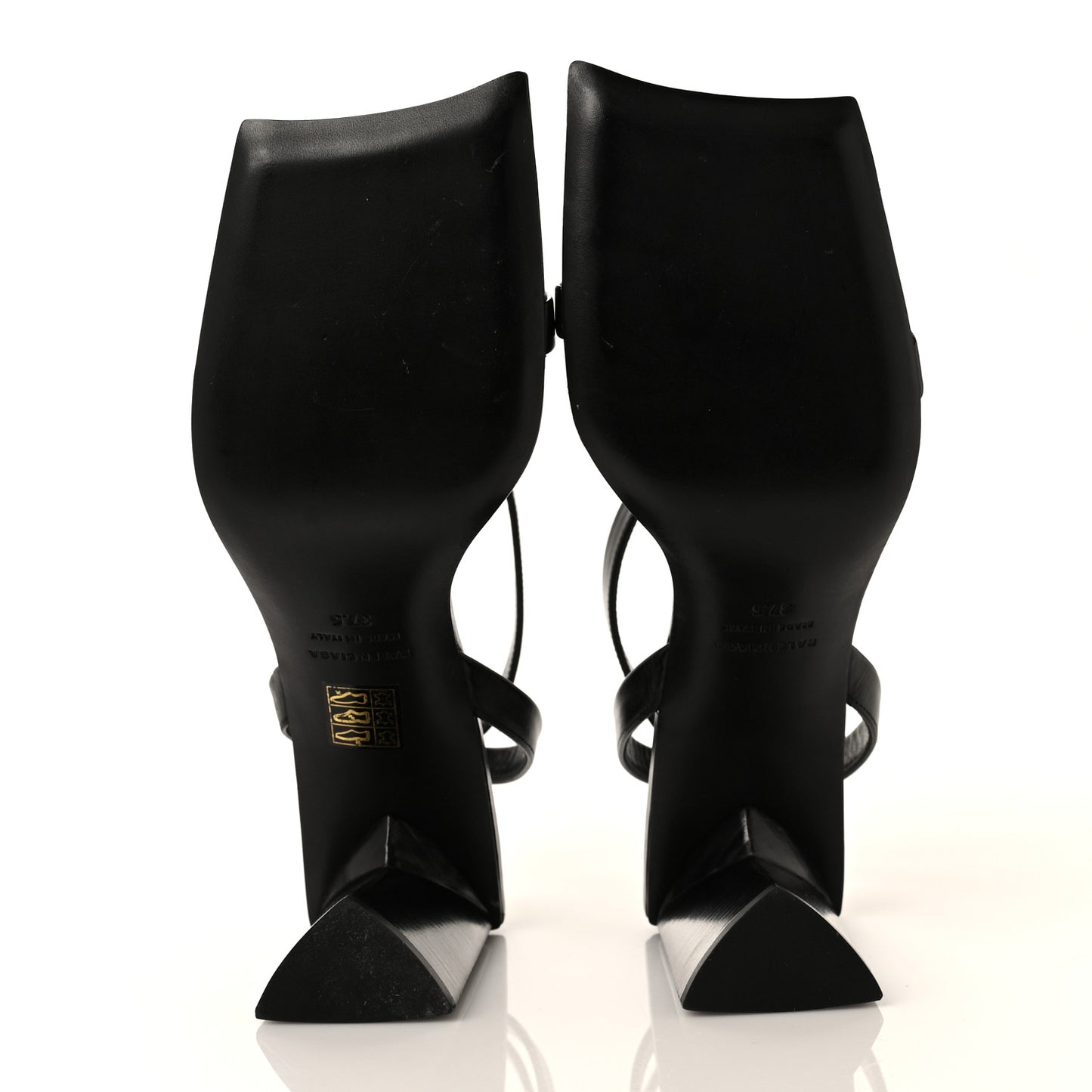 Smooth Calfskin Moon Square Toe 90mm Sandals 37.5 Black