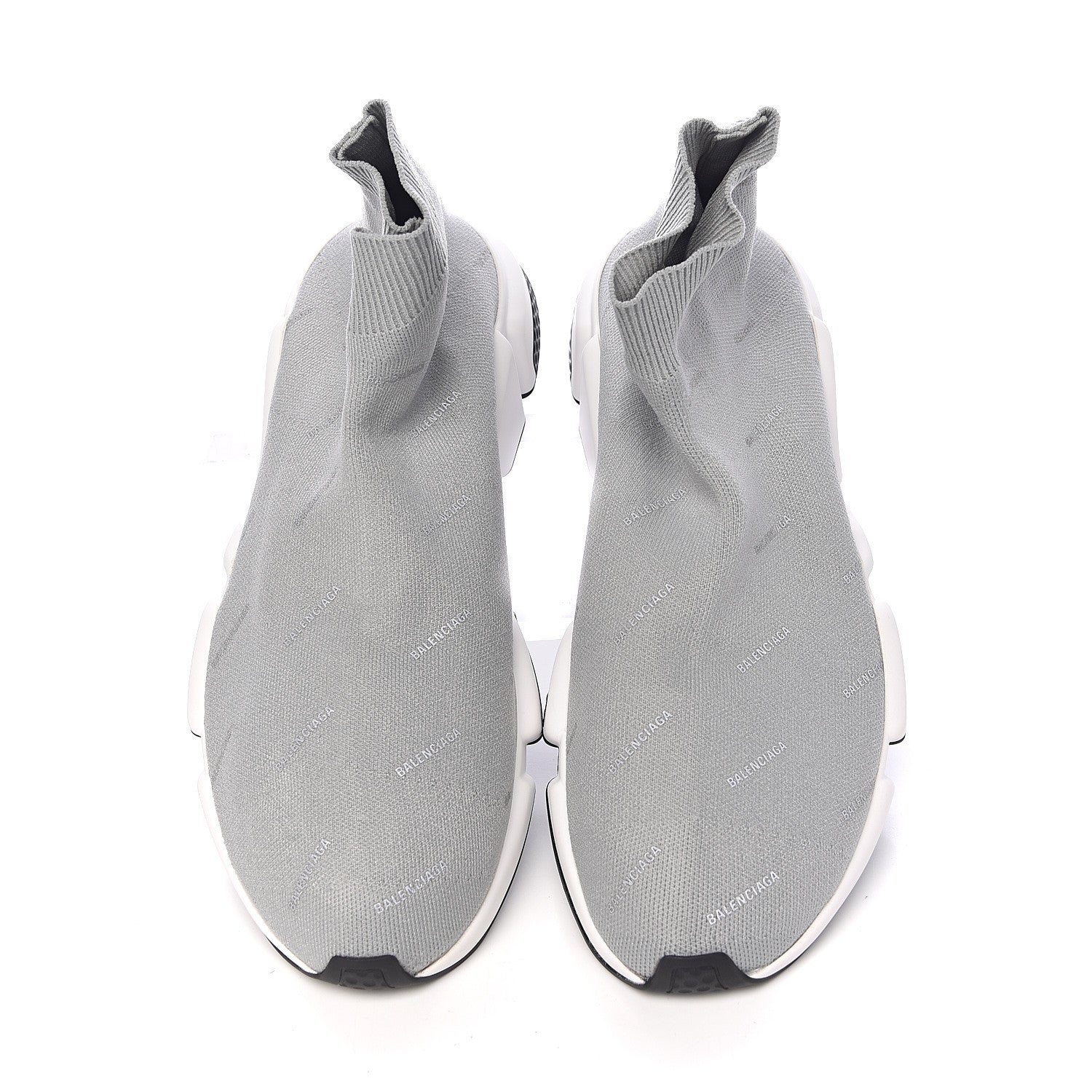 Balenciaga Neoprene Knit Allover Logo Mens Speed Sneakers 41 Grey 5 of 9
