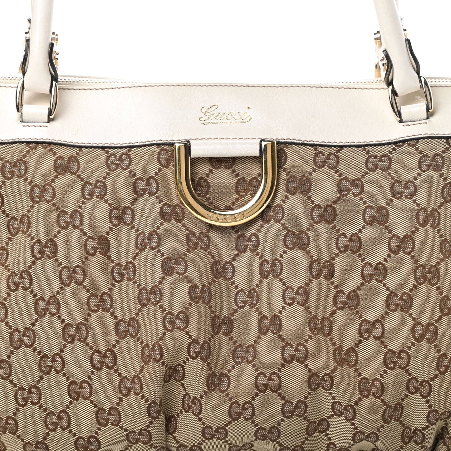 Monogram D Gold Ring Tote White