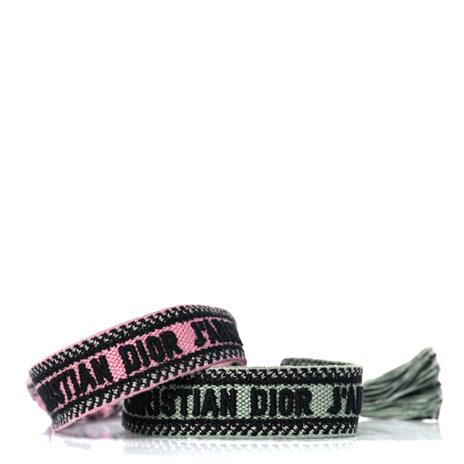 Christian Dior Woven Cotton J'Adior Friendship Bracelet Set Green Pink 3 of 5