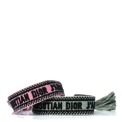 Christian Dior Woven Cotton J'Adior Friendship Bracelet Set Green Pink 3 of 5