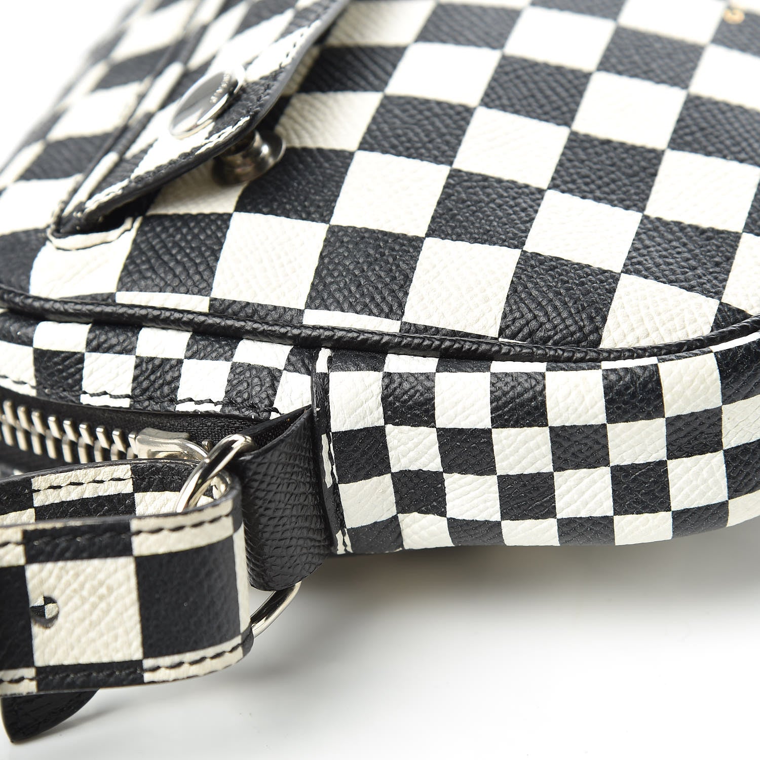 Givenchy Grained Calfskin Checkered Print Messenger Black White 15 of 16