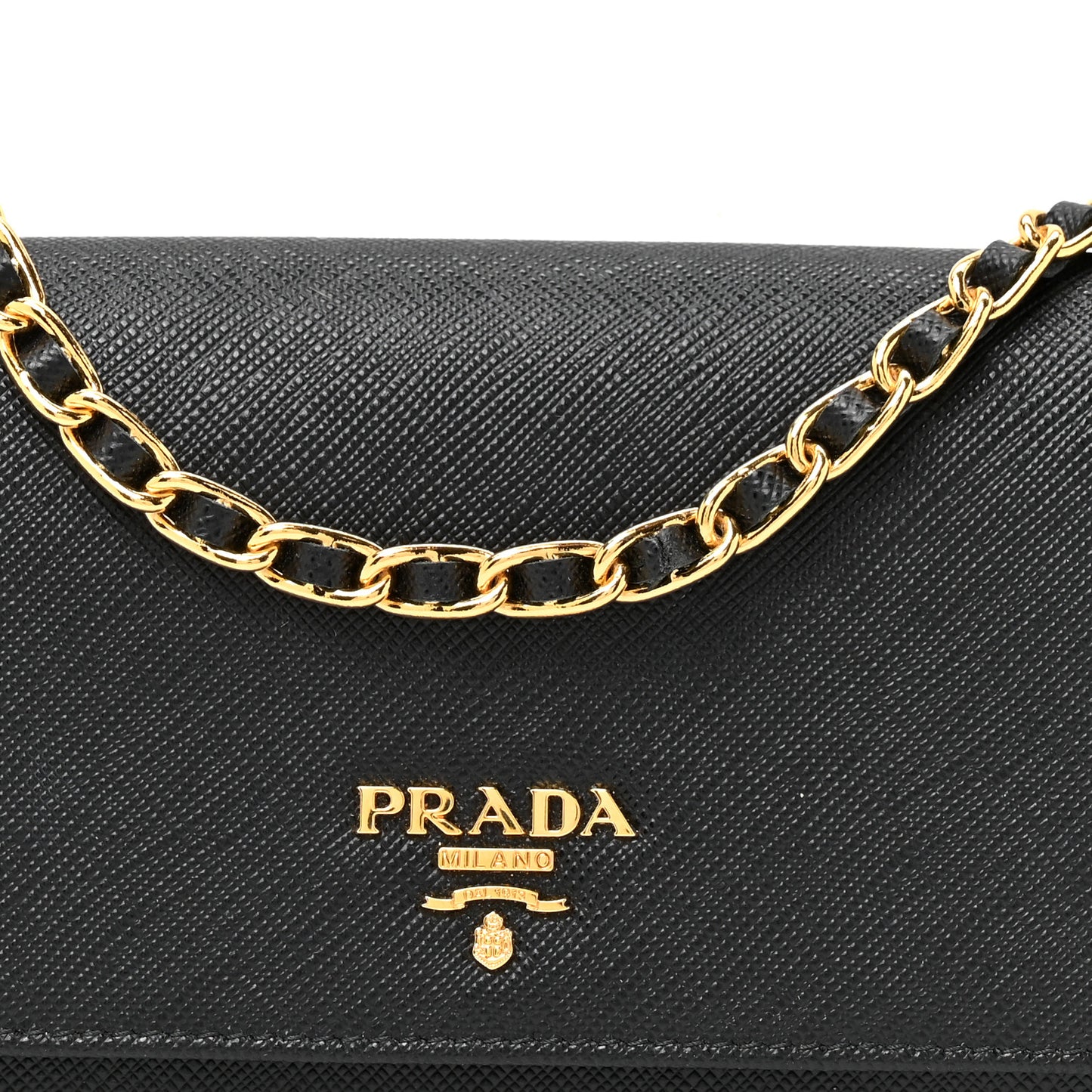 Saffiano Metal Oro Chain Wallet Black