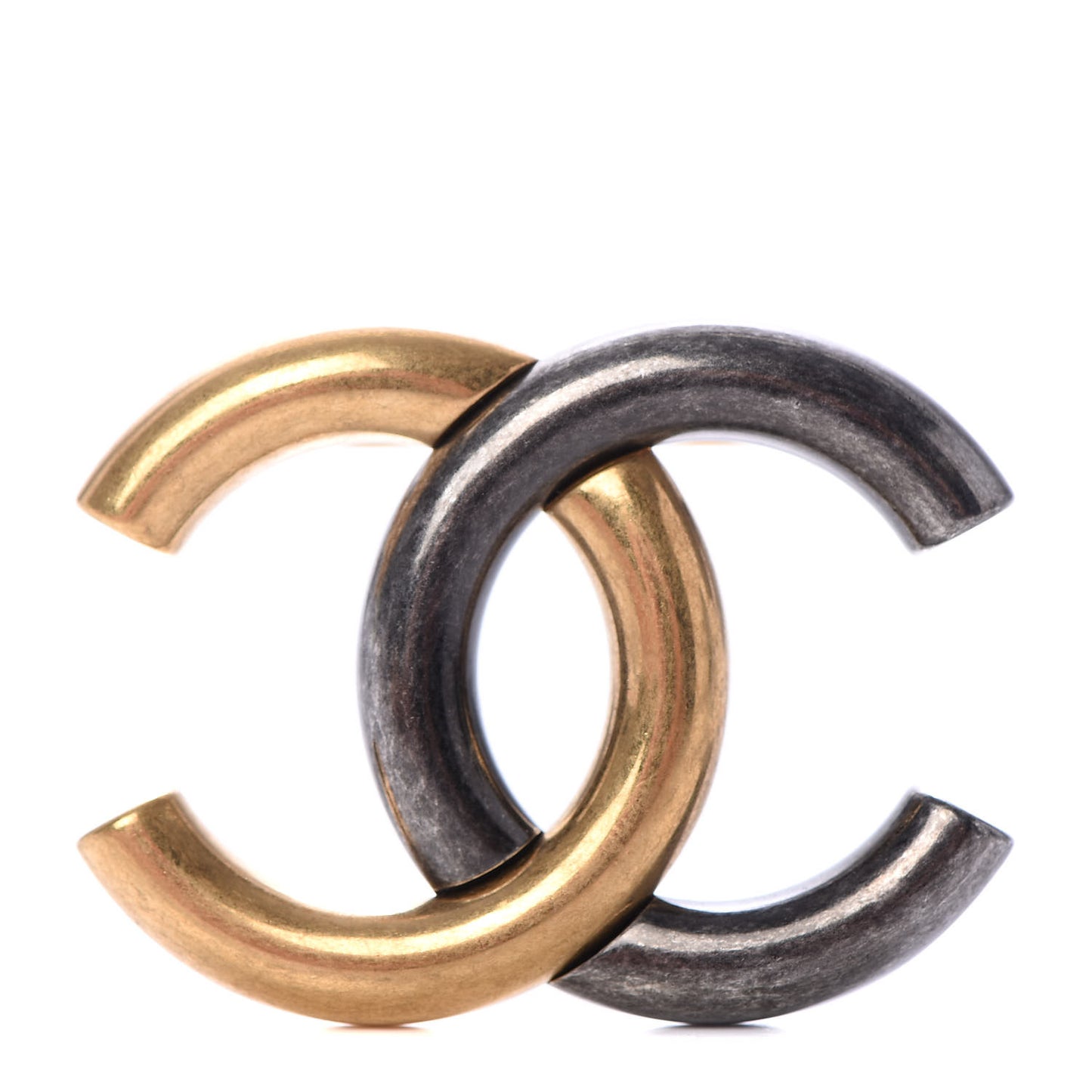 Metal CC Brooch Gold Ruthenium