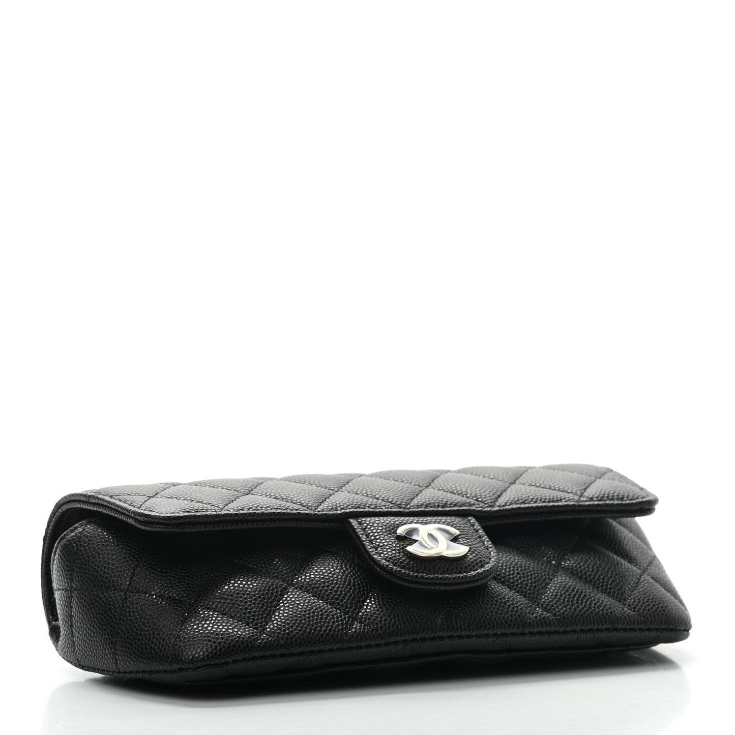 Caviar Quilted Glasses Case With Chain Black