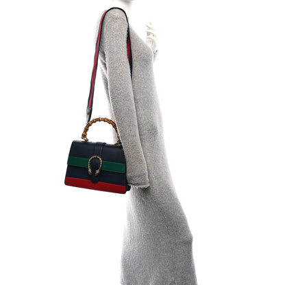 Gucci Moon Calfskin Bamboo Web Medium Dionysus Top Handle Bag Blue Emerald Hibiscus Red 4 of 22