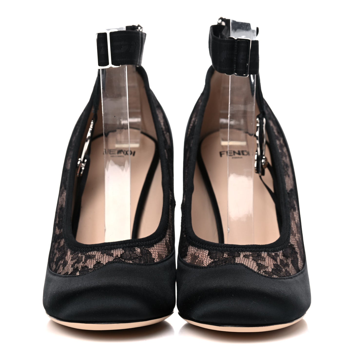 Satin Lace Promenade Pumps 38 Black Skin