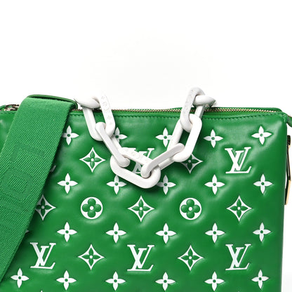 Louis Vuitton Lambskin Embossed Monogram LV Match Coussin PM Green White 7 of 9