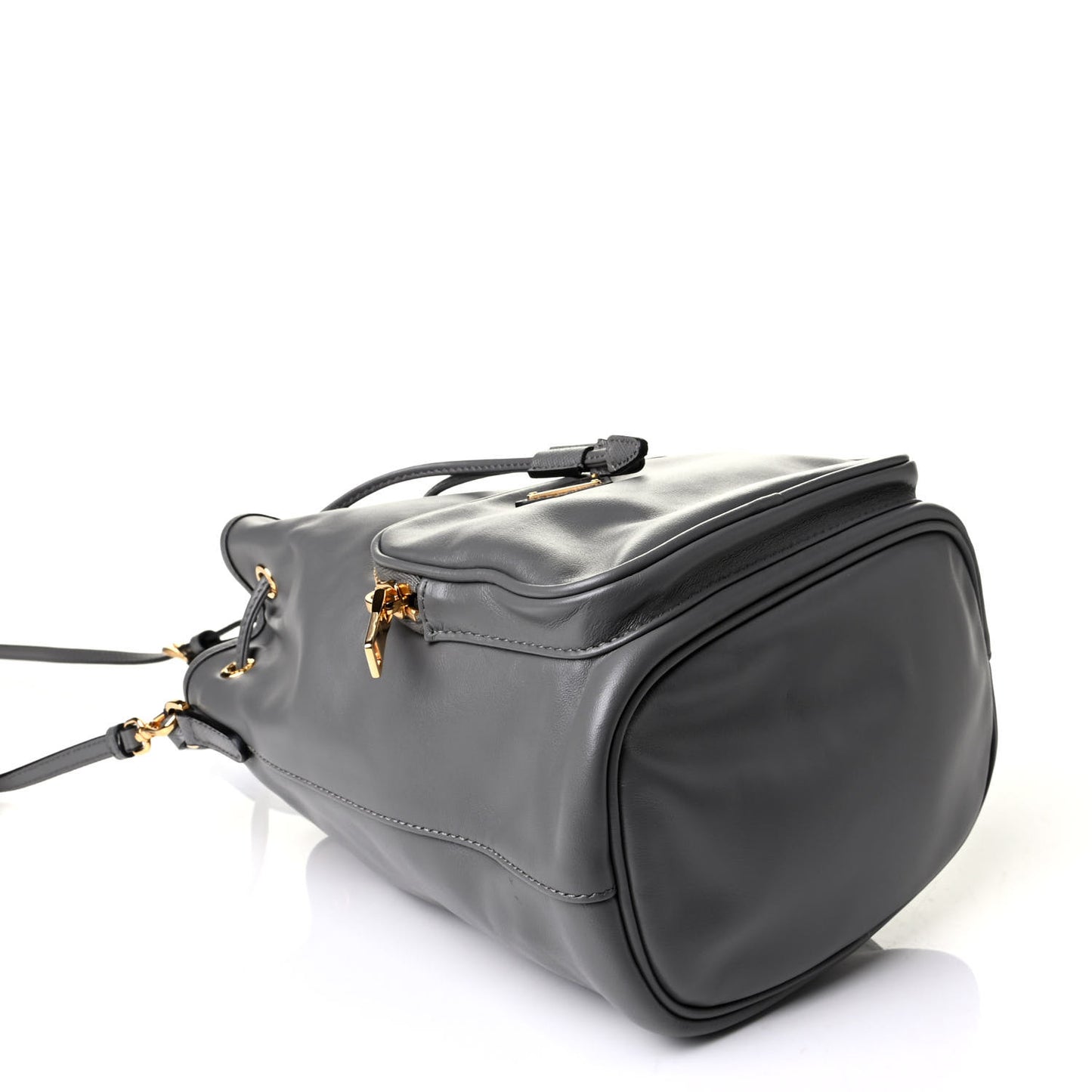 Light Calfskin Saffiano Mini Bucket Crossbody Bag Marmo