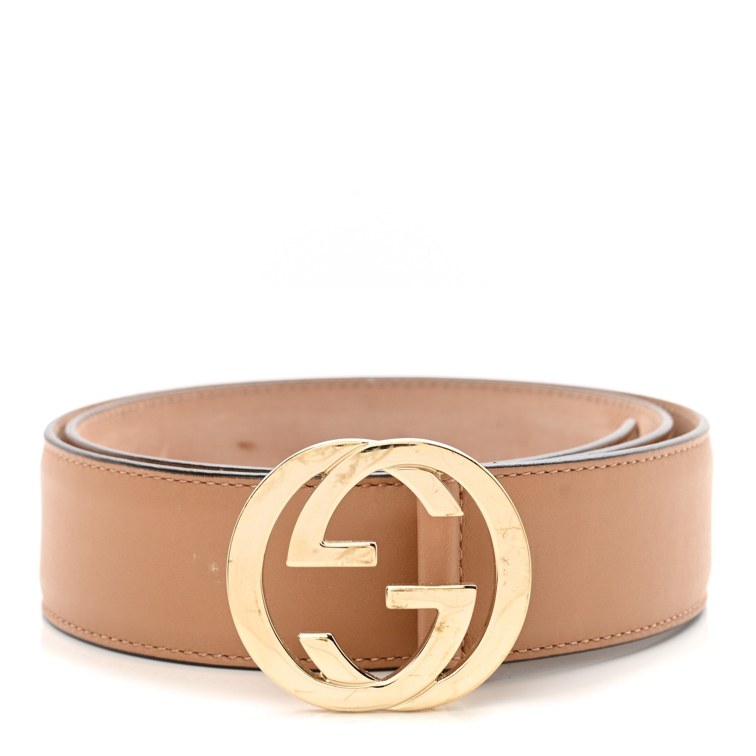 Gucci Calfskin Interlocking G 37mm Belt 80 32 Camelia 1 of 8