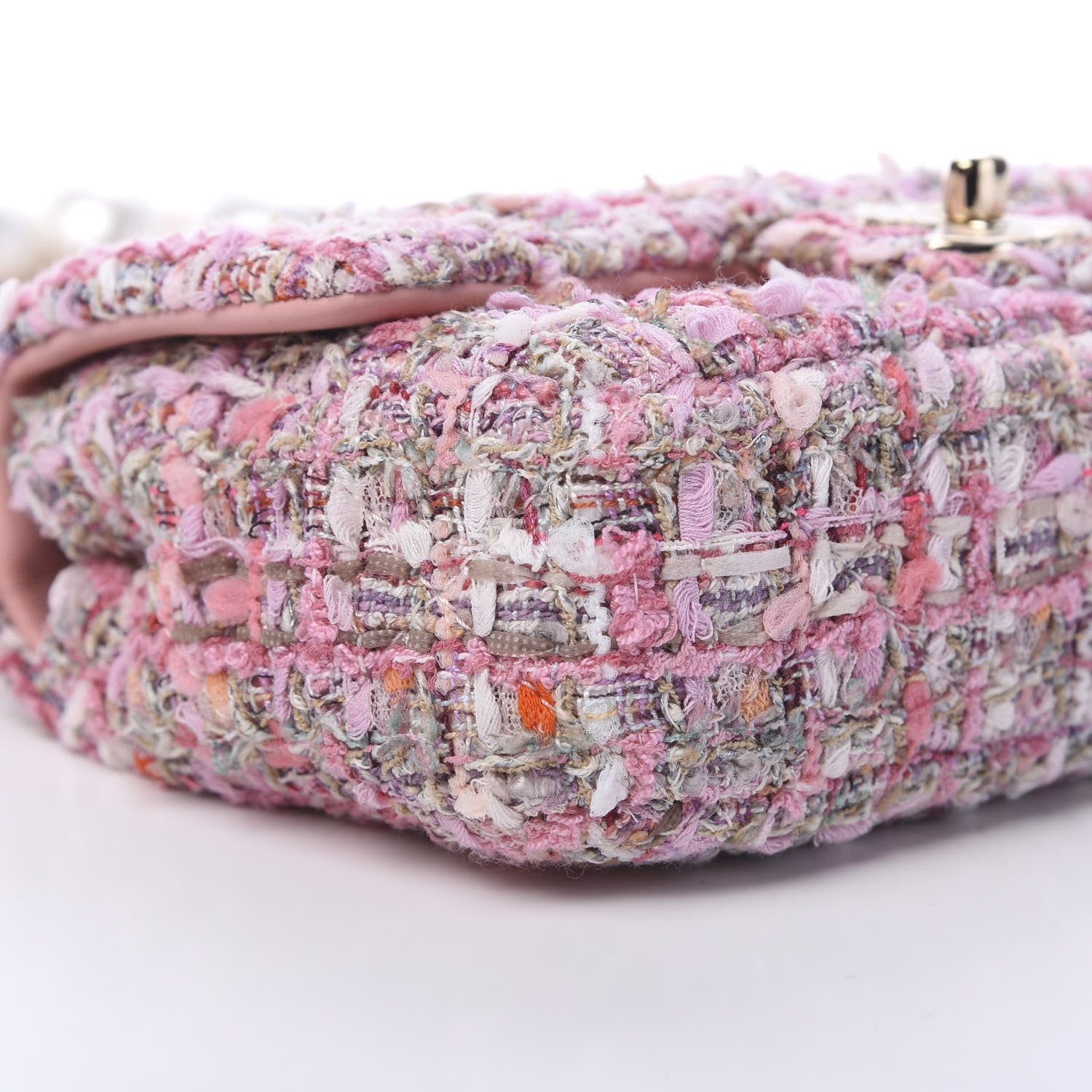 Chanel Tweed Mini Pearl Handle Flap Pink Beige Orange Ecru 7 of 10
