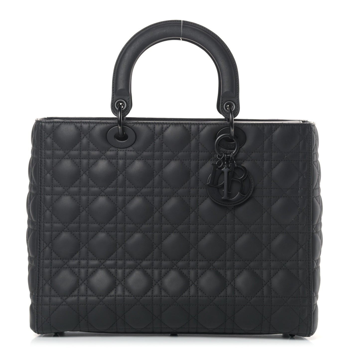 Ultra Matte Calfskin Cannage Large Lady Dior Black