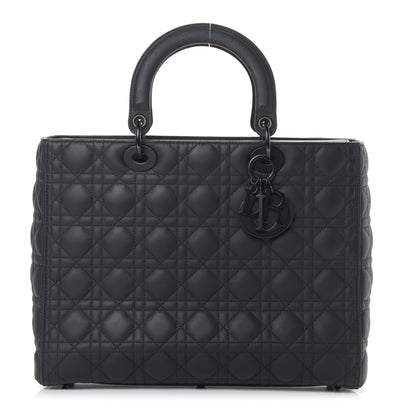 Christian Dior Ultra Matte Calfskin Cannage Large Lady Dior Black 1 of 15
