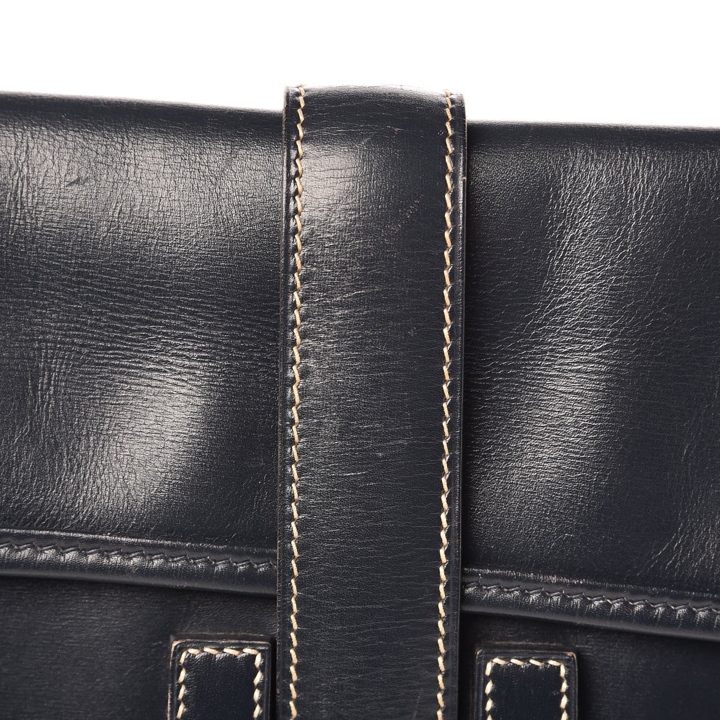 Box Calf Jige PM Clutch Bleu Marine