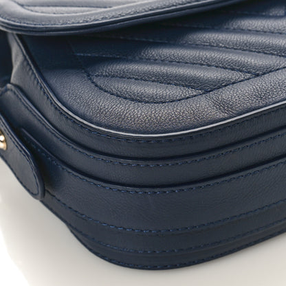 Chanel Calfskin Chevron Quilted Small Messenger Flap Navy 7 of 9