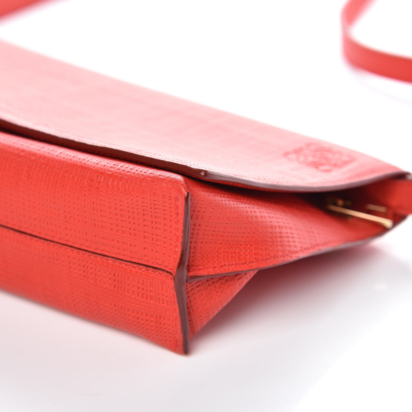 Calfskin Linen Embossed Small Messenger Bag Primary Red
