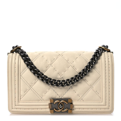 Chanel Calfskin Double Stitch Medium Boy Flap White 1 of 13