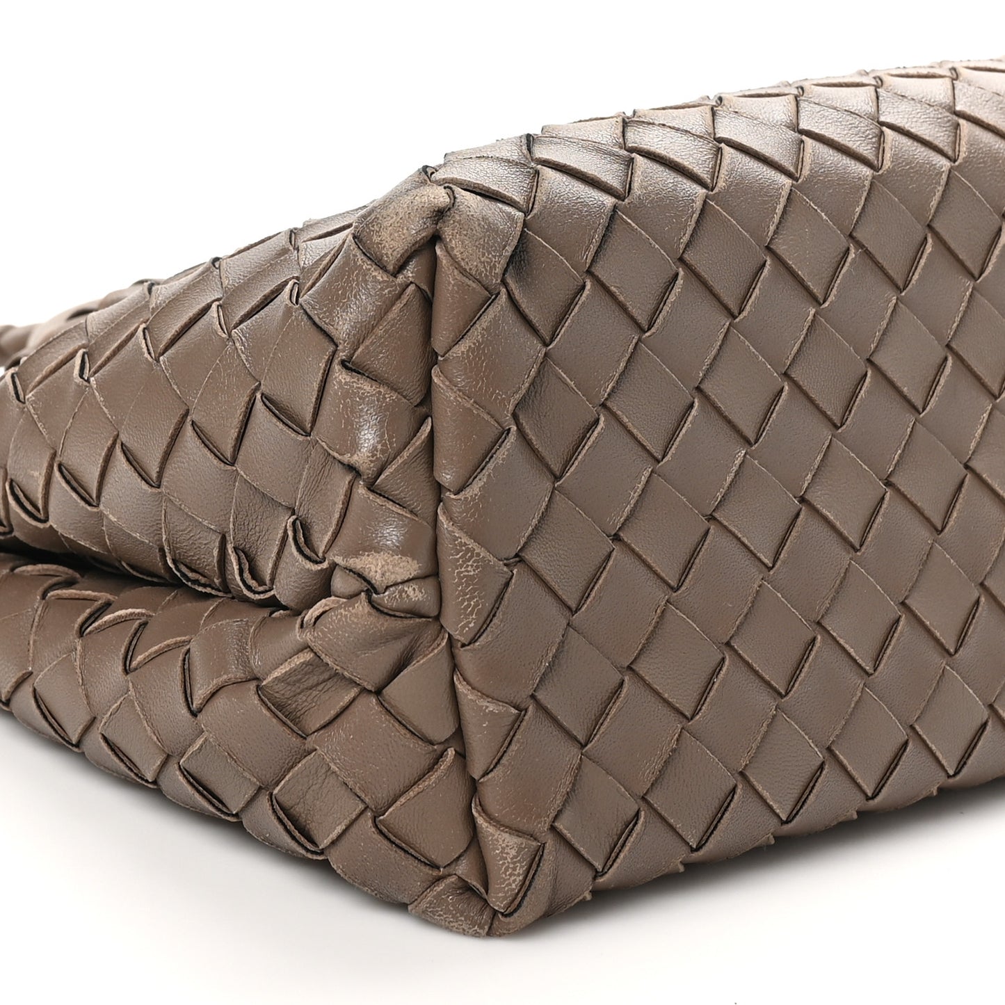 Nappa Intrecciato Medium Andiamo Shoulder Bag Taupe Grey