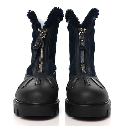 Christian Louboutin Kid Calfskin Suede Rubber Shearling Glory Duck Flat Boot 37 Black 3 of 9