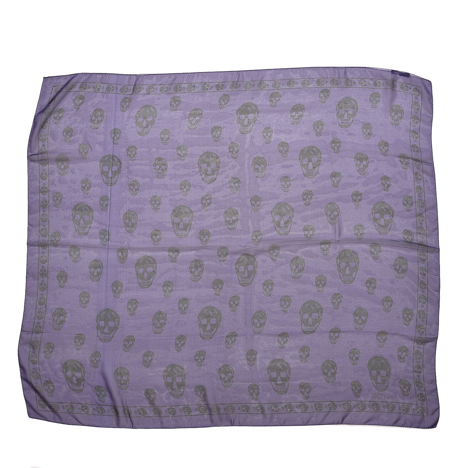 Alexander McQueen Wool Silk Cashmere Skull Scarf Purple 3 of 5