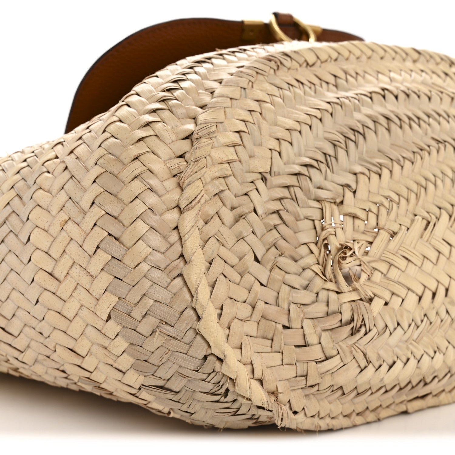 Chloe Raffia Small Grain Calfskin Medium Marcie Basket Tan 9 of 12