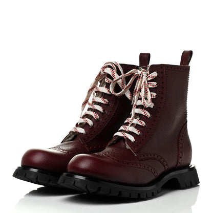 Gucci Grained Calfskin Mens Arley Boots 10.5 Burgundy 3 of 6