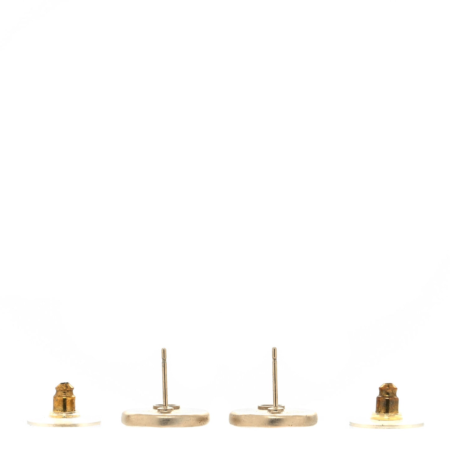 Metal Round CC Earrings Gold