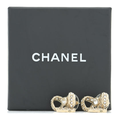 Chanel Crystal CC Bow Drop Earrings Gold 5 of 5