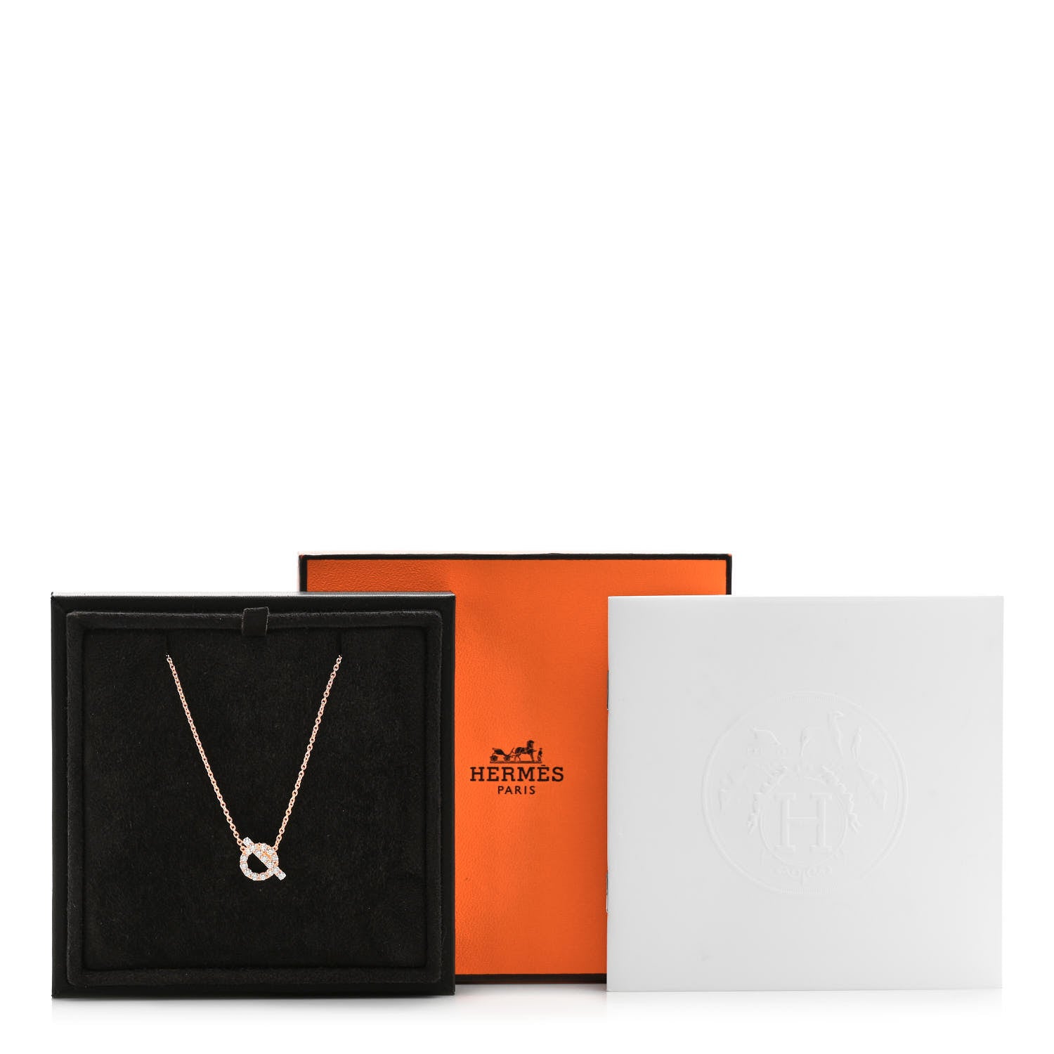 Hermes 18K Rose Gold Diamond Finesse Pendant Necklace 5 of 5