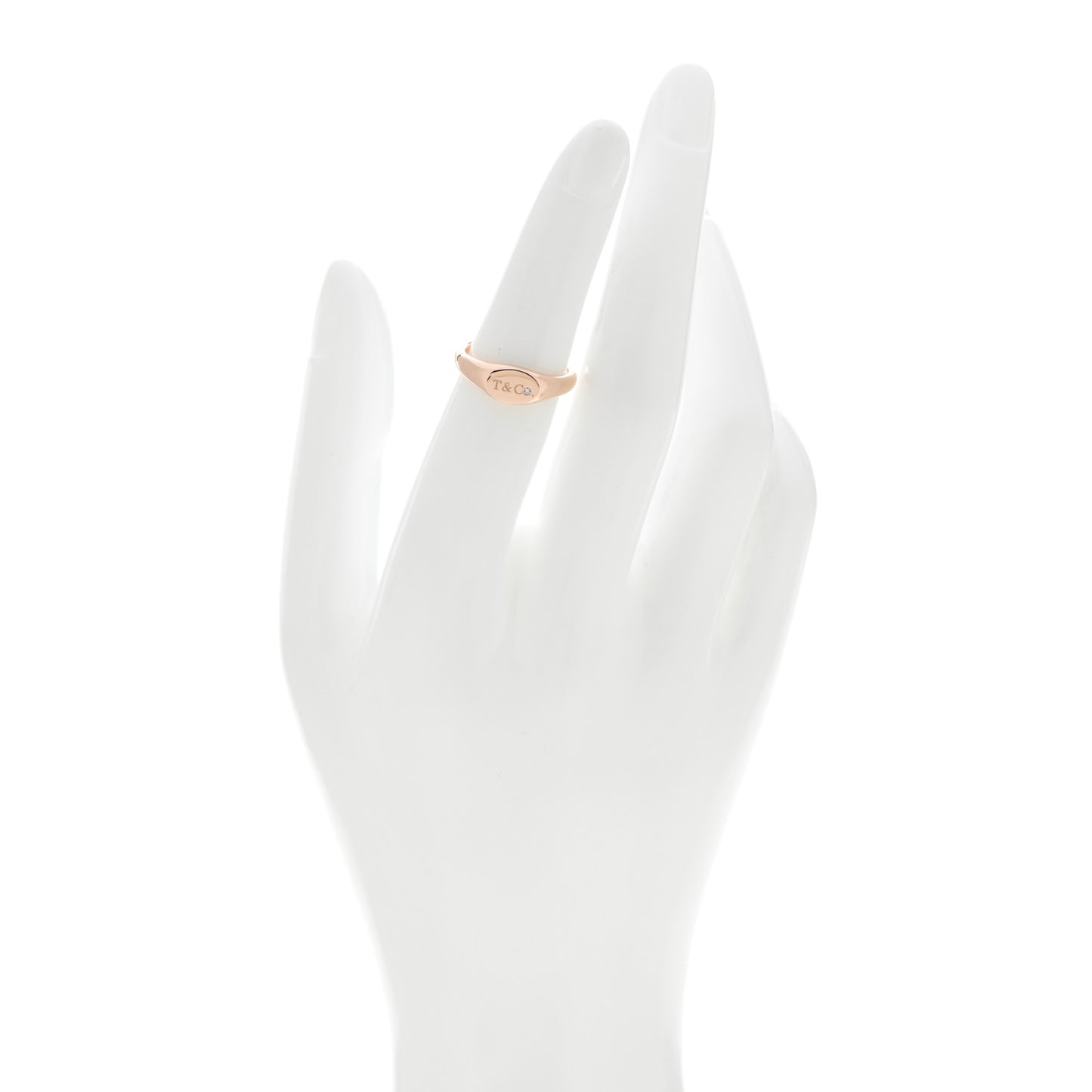 18K Rose Gold Diamond Micro Oval Signet Ring 49 5