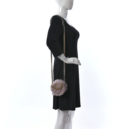 Chanel Shearling Sheepskin Chanel 19 Round Clutch With Chain Light Pink 2 of 8