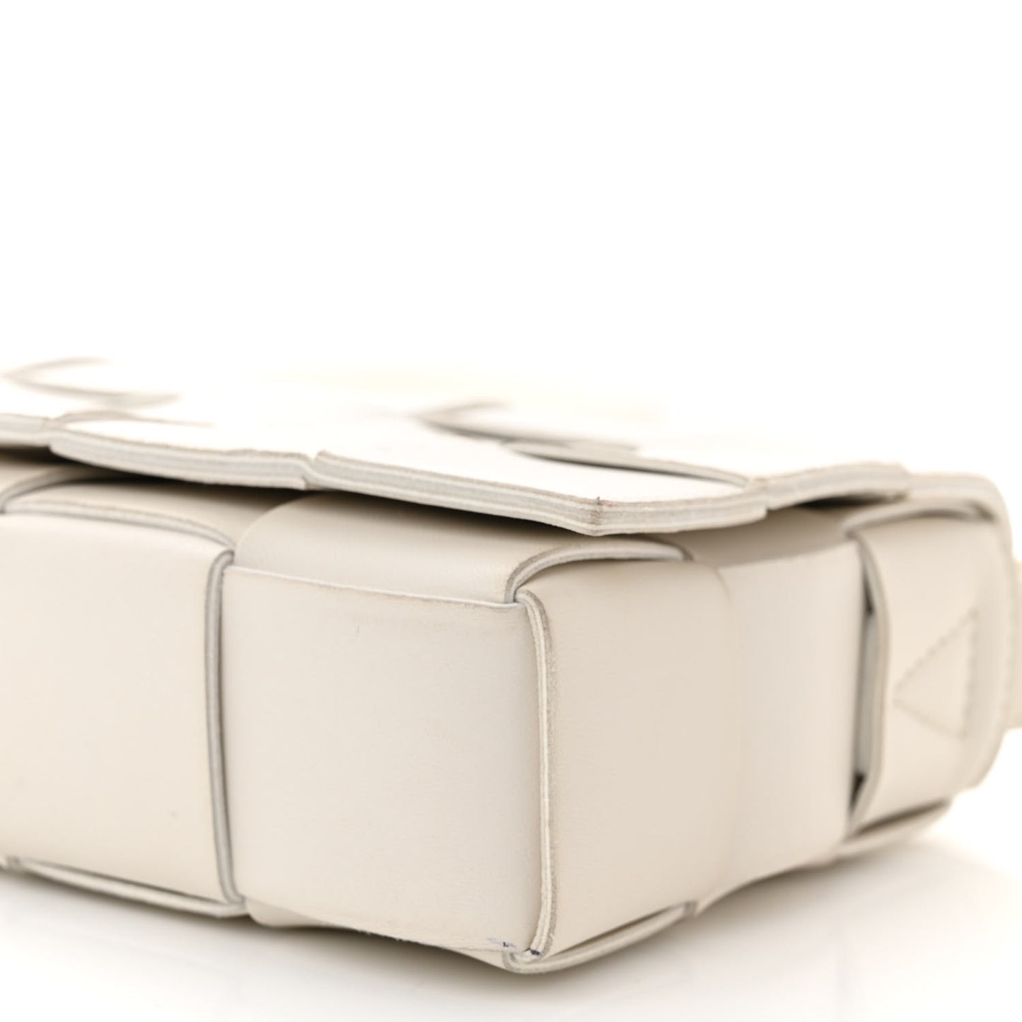 Lambskin Maxi Intrecciato Cassette Crossbody Bag White