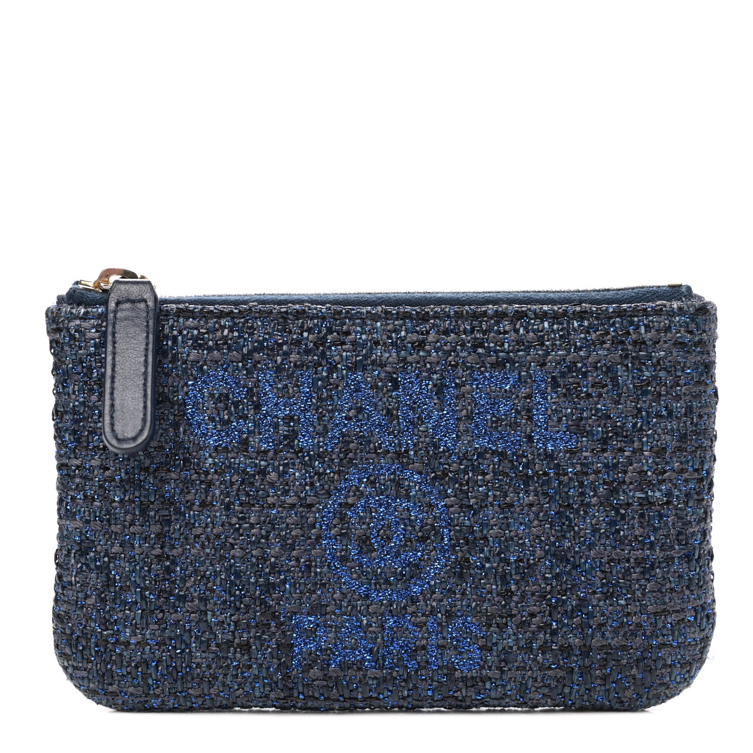 Chanel Woven Straw Raffia Deauville Cosmetic Pouch Blue 1 of 7