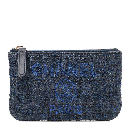 Chanel Woven Straw Raffia Deauville Cosmetic Pouch Blue 1 of 7