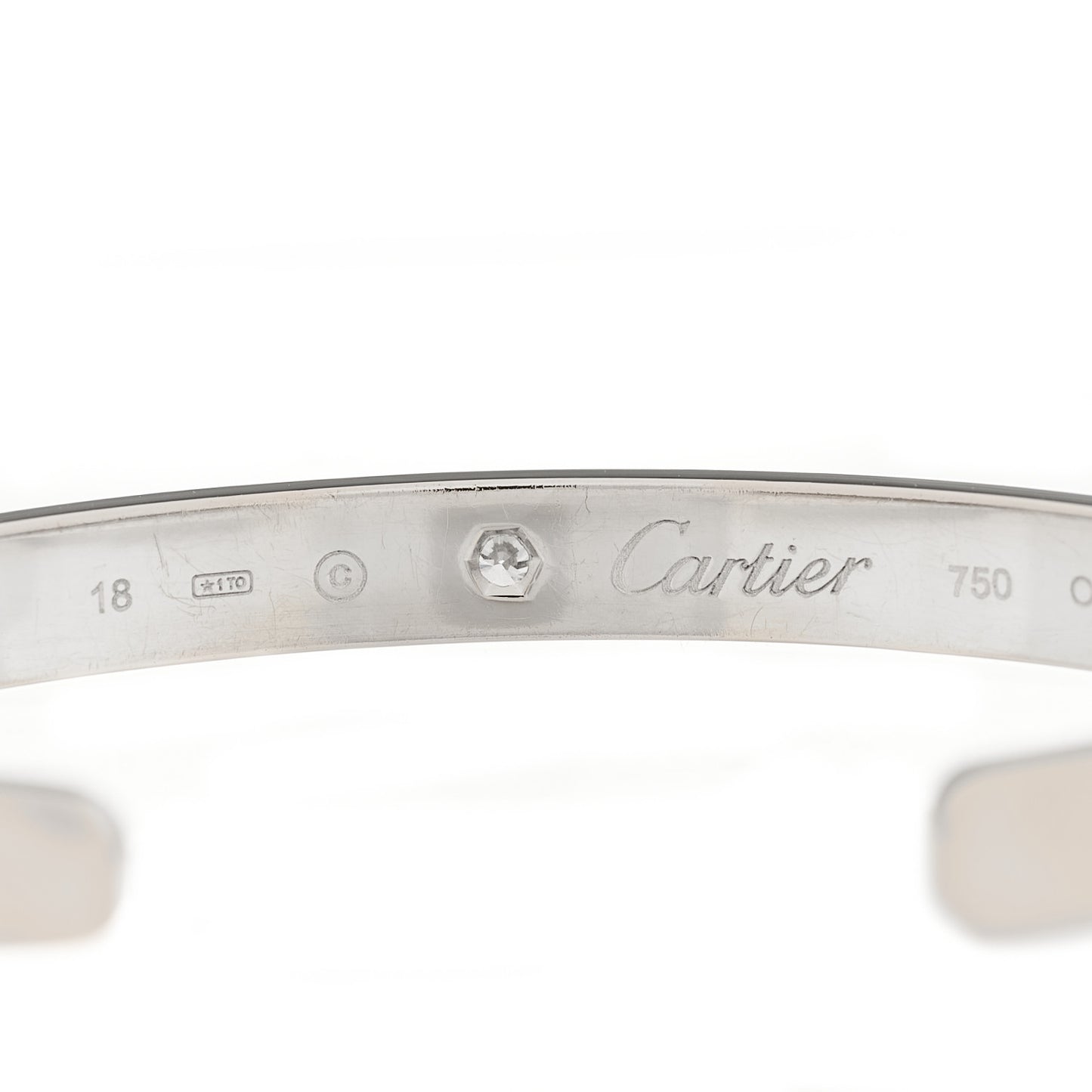 18K White Gold 1 Diamond LOVE Cuff Bracelet 18