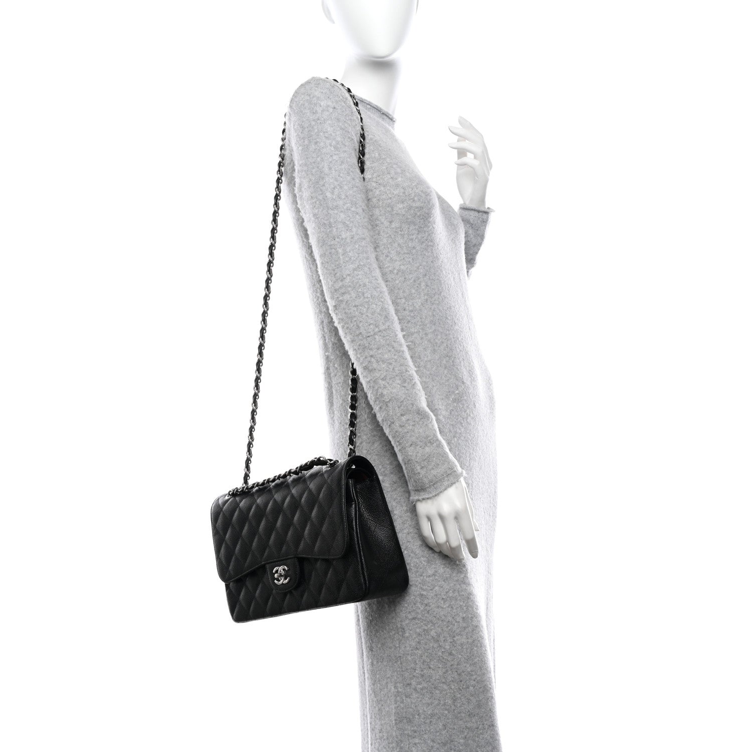 Chanel Caviar Quilted Jumbo Double Flap Black 2 of 10