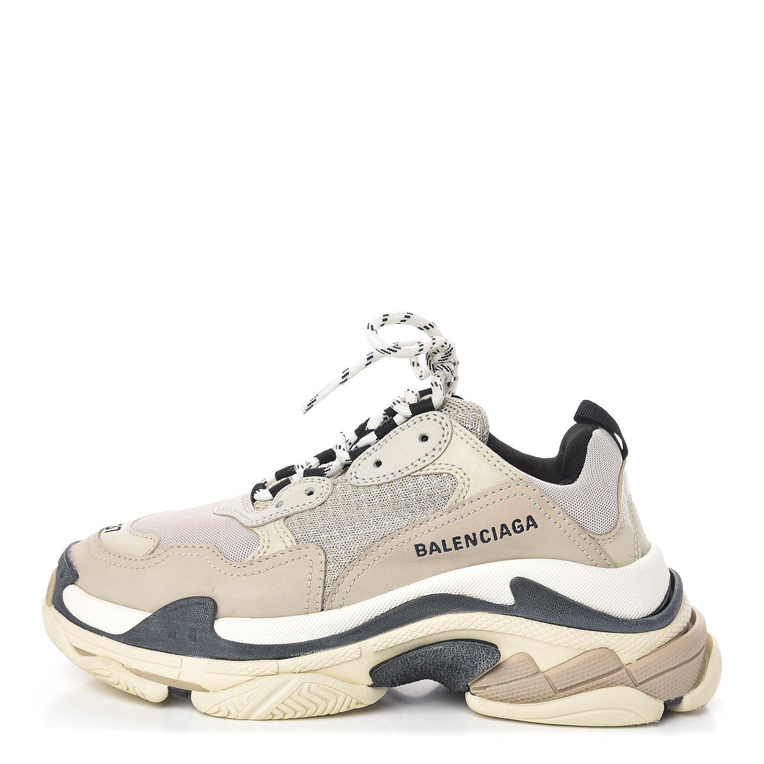 Balenciaga Fabric Mesh Womens Triple S Sneakers 37 Beige Black 1 of 10