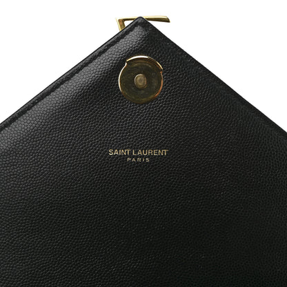 Saint Laurent Grain De Poudre Matelasse Chevron Large Monogram Satchel Black 7 of 13