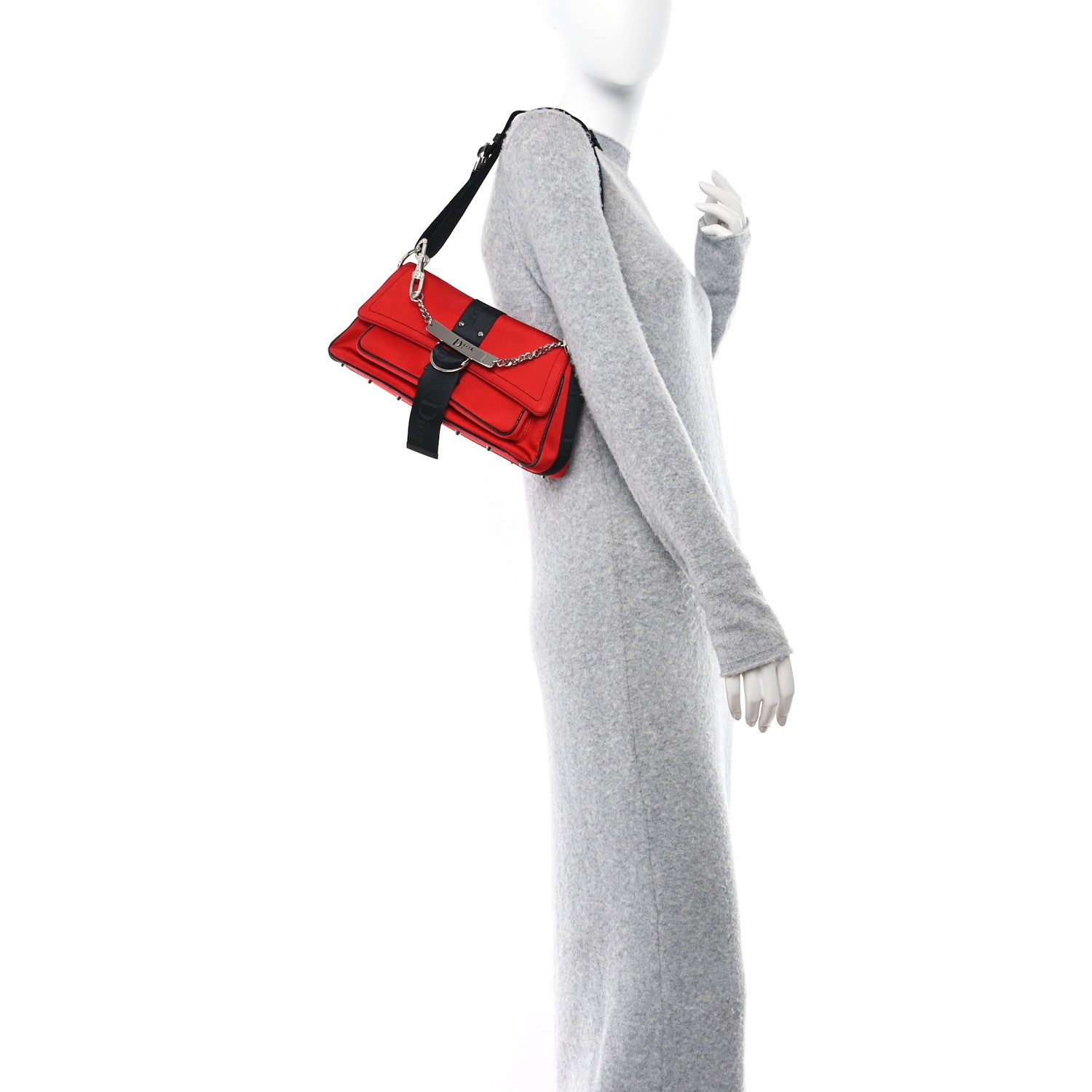 Christian Dior Silk Jersey Crystal Hardcore Clutch Red 2 of 13