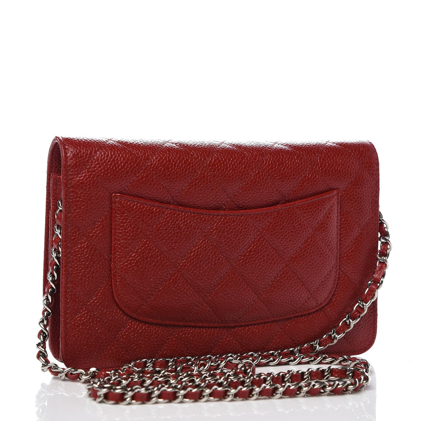 Caviar Quilted Wallet on Chain WOC Red