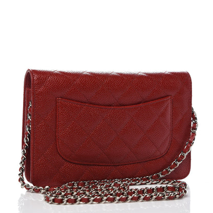 Chanel Caviar Quilted Wallet on Chain WOC Red 3 of 8