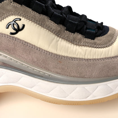 Chanel Suede Calfskin Nylon Grosgrain CC Sneakers 38.5 Beige Pink 9 of 9