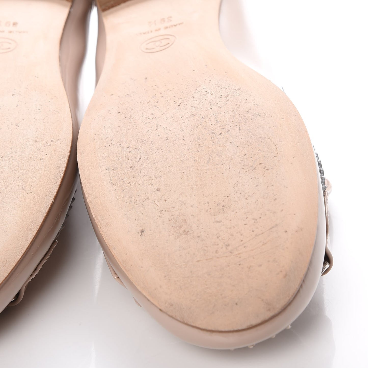 Patent Chain Moccasin Loafers 39.5 Beige