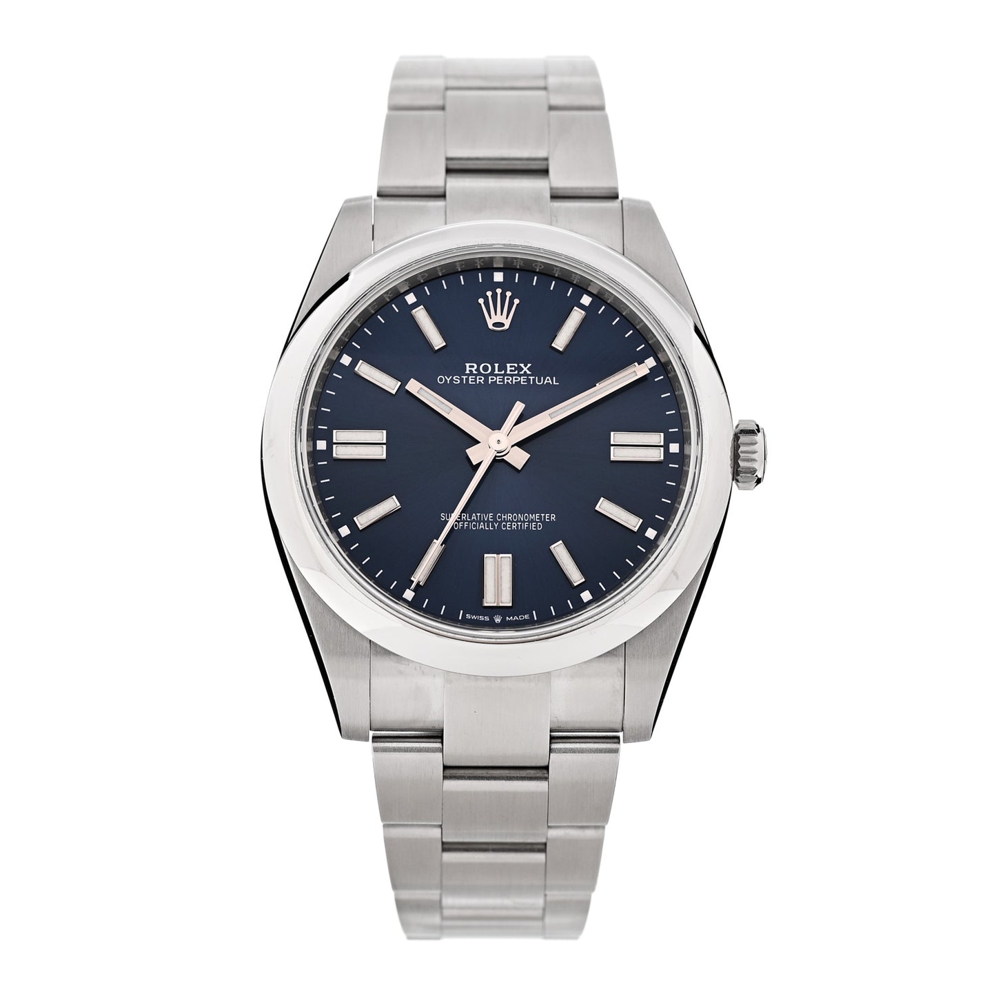 Stainless Steel 41mm Oyster Perpetual Watch Bright Blue 124300