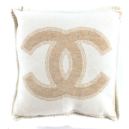 Chanel Merino Wool Cashmere CC Pillow Beige Off White 3 of 6