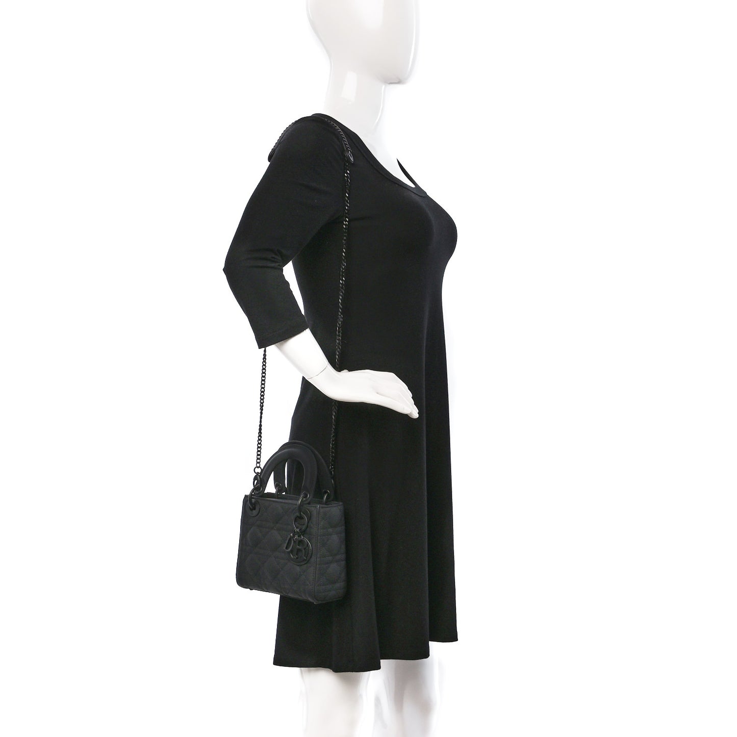 Ultra Matte Calfskin Cannage Mini Lady Dior Black