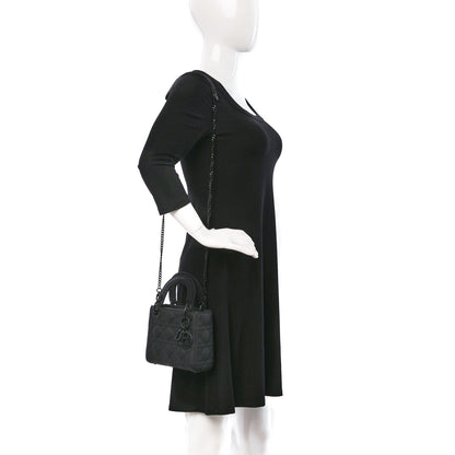 Christian Dior Ultra Matte Calfskin Cannage Mini Lady Dior Black 2 of 9