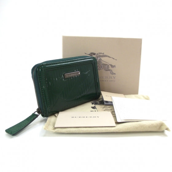 Burberry Patent Check Embossed Zip Wallet Veridian Green 3 of 9